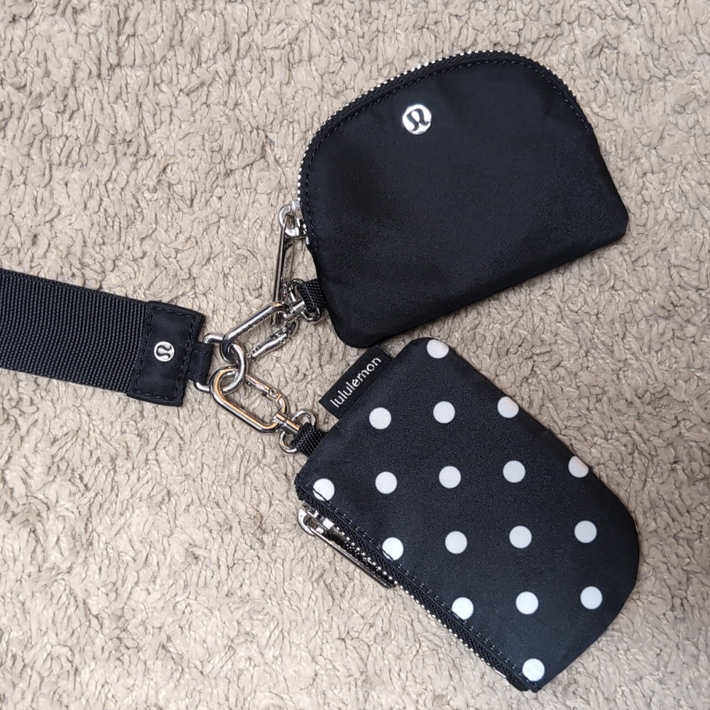 Lululemon Dual Wristlet Pouch Black & White Polka Dot